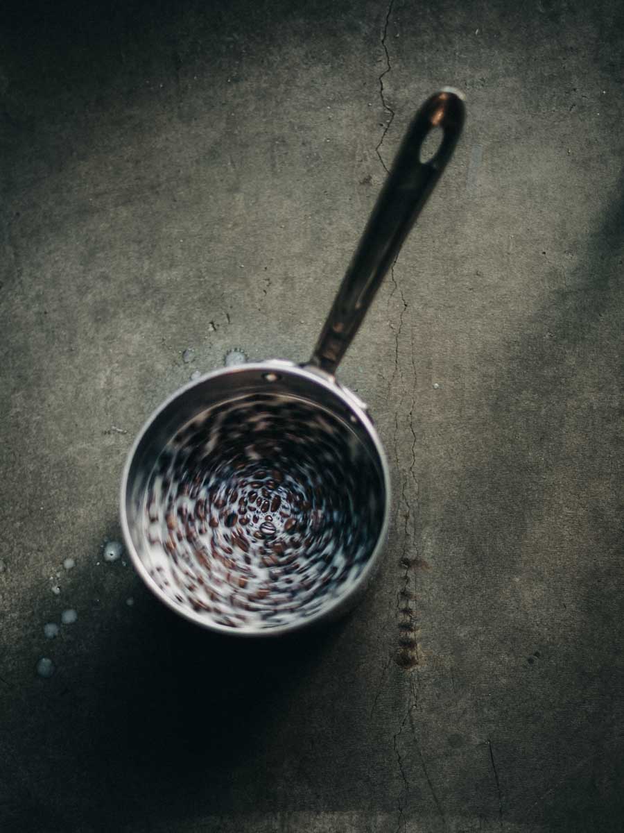 Step Three Stir Coffee Beans